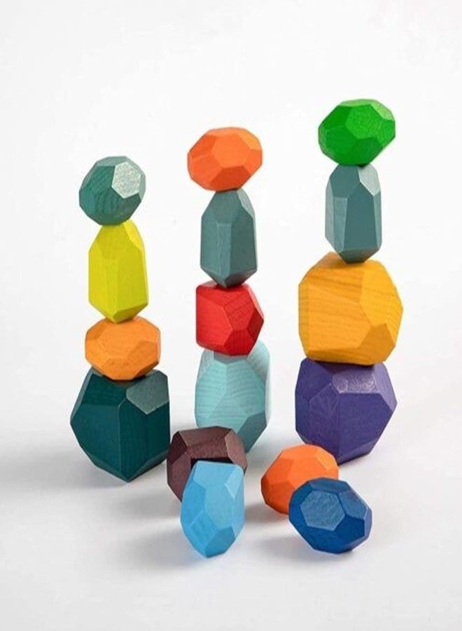 TOKYODO Multicolor Wooden Balancing Stones for Stacking | Zen Blocks | Stacking Stones | Wooden Blocks for Balancing Stacking Game Indoors | Educational Toys for Kids (16) - Image 2